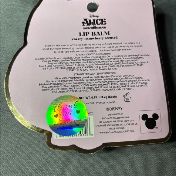 2 New Alice in Wonderland Lip Balm NWT - Picture 2 of 2